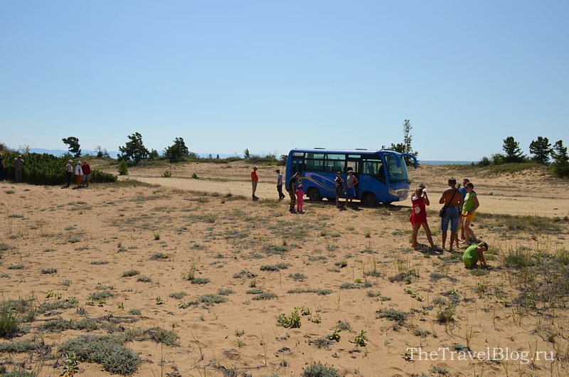 Первая остановка на песчаной косе у Баргузинского залива